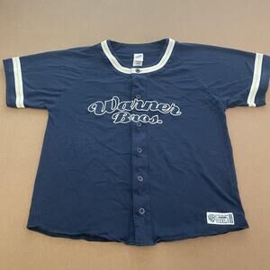 Vintage Warner Bros Looney Tunes Shirt Mens Large Blue Baseball Jersey Taz 90s